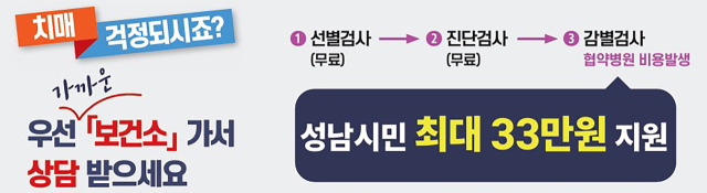 성남시, 치매 감별검사 지원 사업 안내문. 이미지 제공 = 성남시