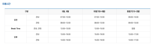 충주호파크골프장 이용시간. 충주시 제공