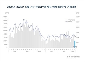 5월 전국 상업업무용 빌딩, 거래량·거래액 모두 전월보다 감소했다