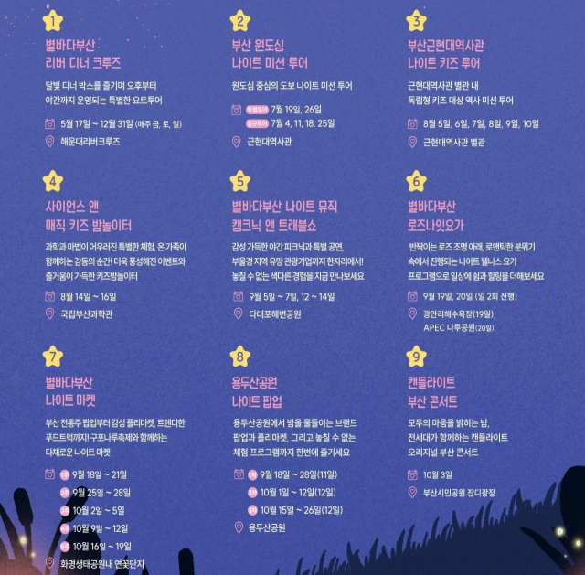 ‘2025 별바다부산 나이트 페스타’ 세부 프로그램. 사진제공=부산시