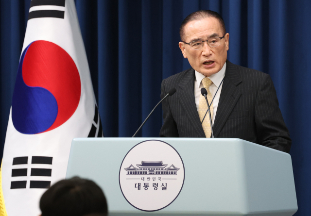 미국에서 귀국한 위성락 국가안보실장이 9일 용산 대통령실에서 방미 결과에 관해 브리핑하고 있다.연합뉴스