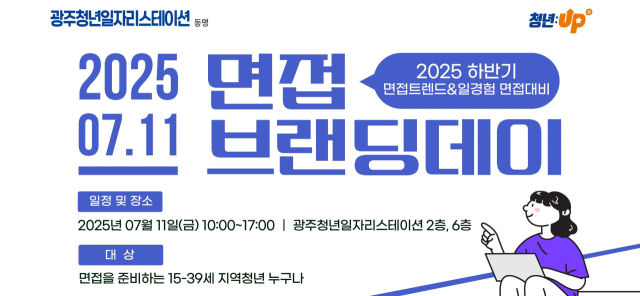 11일 광주청년일자리스테이션 동명센터 2층·6층에서 열리는 ‘2025 면접브랜딩 데이’ 안내 포스터. 사진 제공=광주광역시