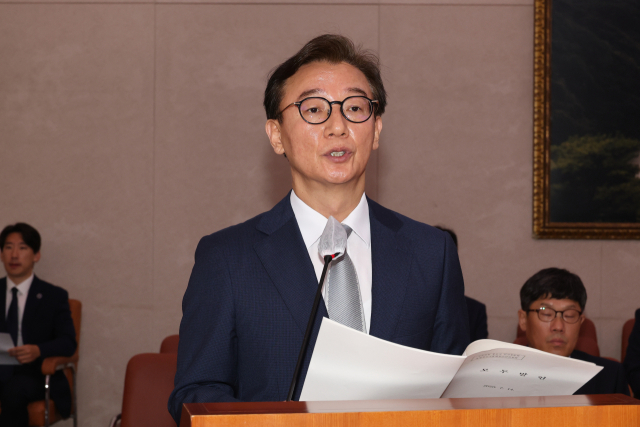 전재수 해양수산부 장관 후보자가 14일 서울 여의도 국회 농림축산식품해양수산위원회 전체회의에서 열린 인사청문회에서 발언하고 있다. 연합뉴스.