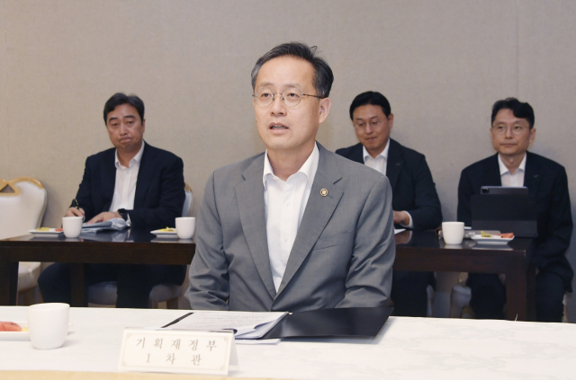 이형일(왼쪽 두번째) 기획재정부 장관 직무대행 1차관이 15일 서울 종로구 정부서울청사에서 열린 'MSCI 선진국 지수 편입추진 전담반 회의'를 주재하고 모두발언을 하고 있다. 연합뉴스