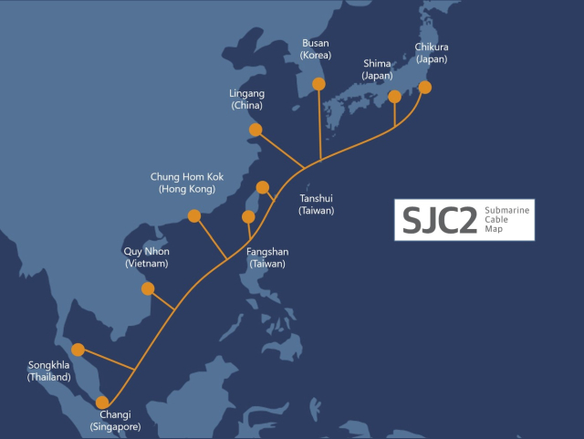 SK브로드밴드가 구축에 참여한 ‘동남아시아 일본 케이블 2(SJC2)’. 사진 제공=SK브로드밴드