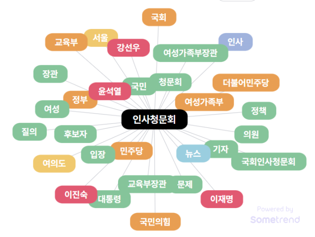 ‘인사청문회’ 키워드 연관어. 자료 제공=썸트렌드