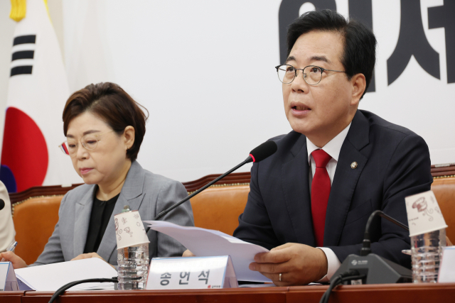 송언석 국민의힘 비상대책위원장 겸 원내대표가 21일 국회에서 열린 비상대책위원회의에서 발언하고 있다. 연합뉴스