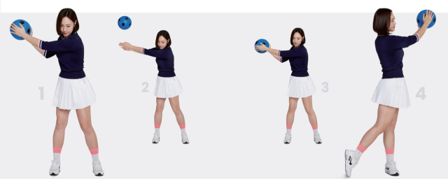 백스윙을 하며 공을 위로 토스하고 기다렸다가 공을 받은 뒤 다운스윙을 시작하면 리듬감을 파악할 수 있다.