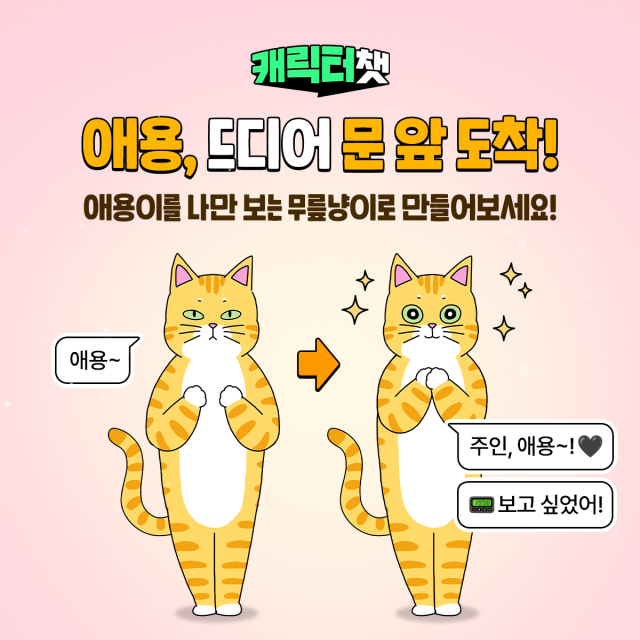 네이버웹툰이 ‘좀비딸’ 속 고양이 캐릭터 ‘애용이’를 캐릭터챗에 새롭게 추가했다. 사진 제공=네이버웹툰