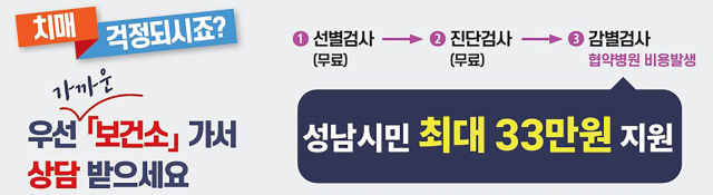성남시, 치매 감별검사 본인부담금 지원 사업 홍보 배너. 이미지 제공 = 성남시