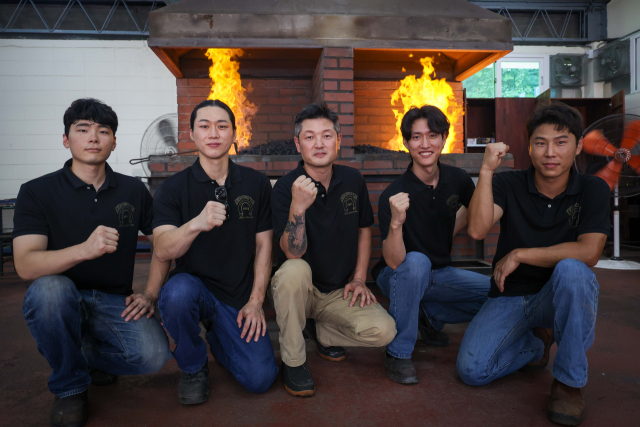 국제장제사대회 대표단. 왼쪽부터 이준혁, 김주혁, 이훈학, 강성규, 주승태. 사진 제공=한국마사회