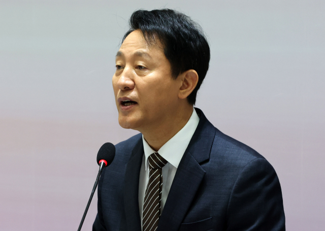 오세훈 서울시장이 16일 서울 중구 서울시청에서 열린 '민선 8기 3주년 기자간담회:가열차게 일상혁명'에서 인사말을 하고 있다.