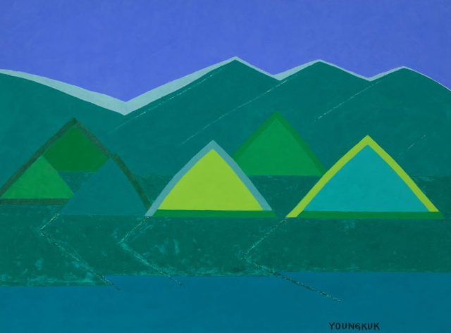 유영국, ‘산’, 1984, 캔버스에 유화 물감, 97.5×130cm, 국립현대미술관 이건희컬렉션.