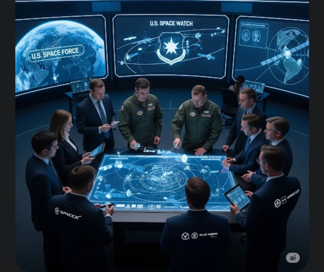 AI로 생성한 미국 우주군 산하 우주 시스템 사령부(Space Systems Command)의 오비탈 워치 프로그램 상상도.
