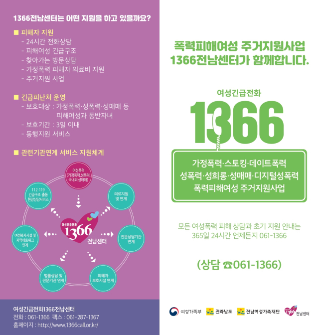 1366전남센터 주거지원 리플릿. 사진 제공=전라남도