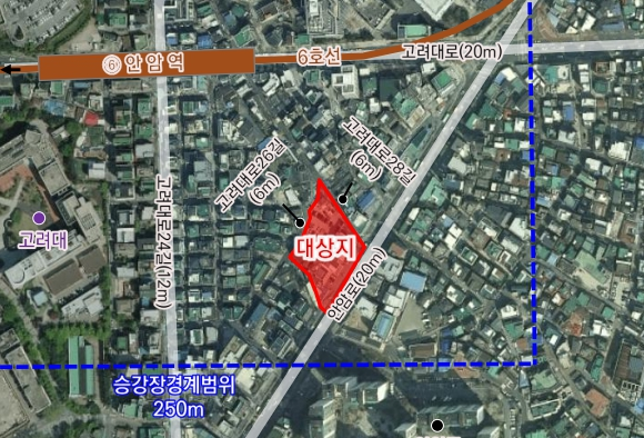 서울시 성북구 안암동5가 85-7 일대 위치도. 사진 제공=서울시