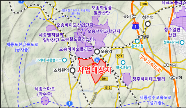 오송 제3생명과학 국가산업단지 위치도. 사진 제공=국토교통부