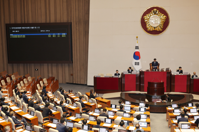 27일 서울 여의도 국회 본회의에서 국가인권위원회 위원(이상현), 국가인권위원회 위원(우인식) 선출안이 부결되고 있다. 연합뉴스