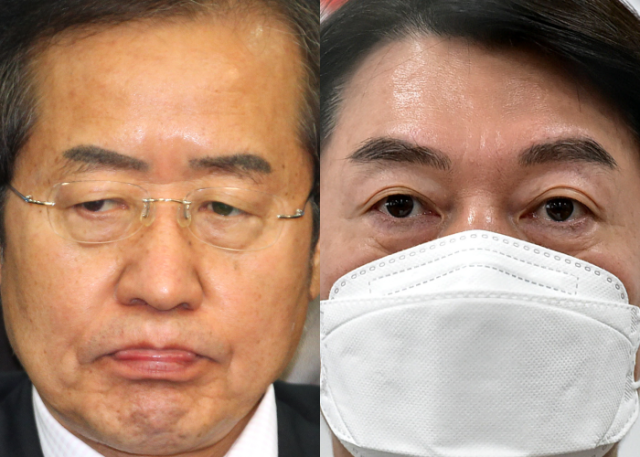 홍준표 전 대구시장(왼쪽)과 안철수 국민의힘 의원. 연합뉴스