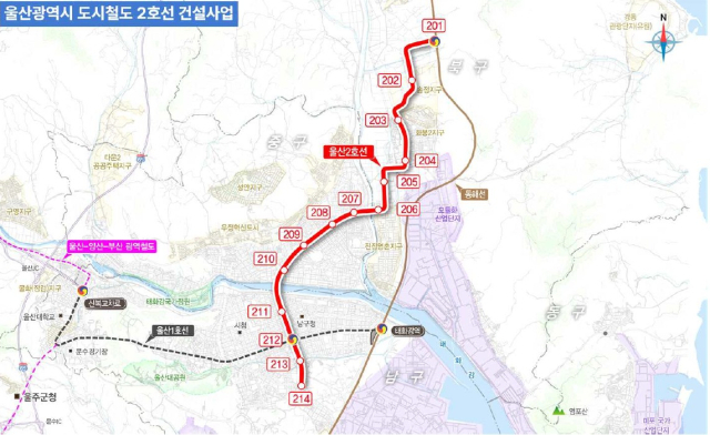 울산 도시철도 2호선 노선도