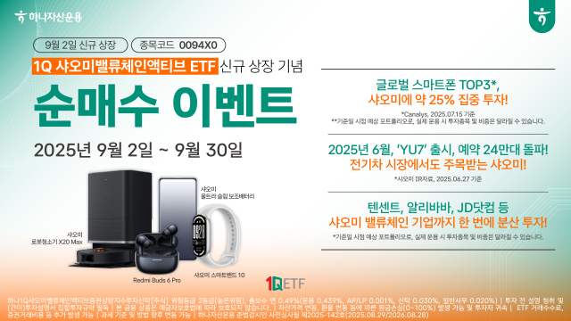 중학개미 원픽에 집중투자…하나운용, 1Q 샤오미밸류체인액티브 ETF 신규 상장