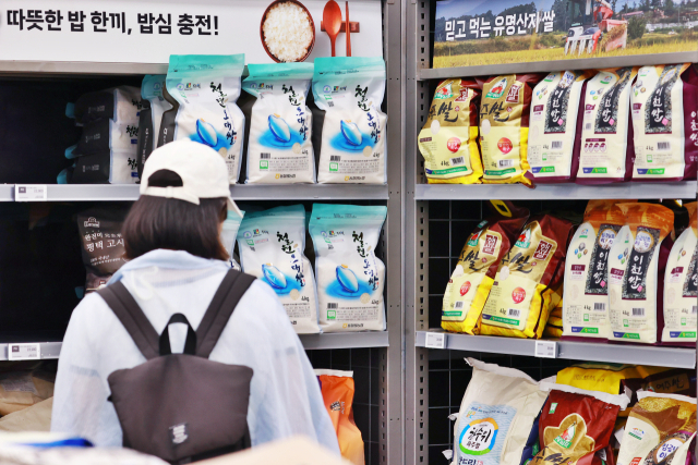 서울의 한 대형마트에 쌀이 진열돼 있다. 연합뉴스