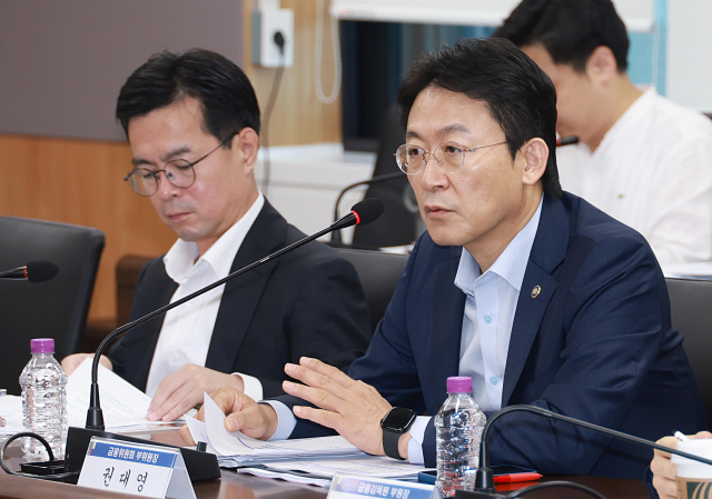 권대영 금융위원회 부위원장이 3일 서울 종로구 정부서울청사에서 열린 미국 관세대응 정책금융-금융지주 간담회에서 발언하고 있다. 사진 제공=금융위