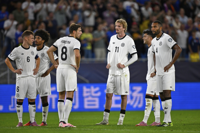 2026 FIFA 북중미 월드컵 예선 슬로바키아 원정에서 패한 독일 대표팀 선수들. AP연합뉴스