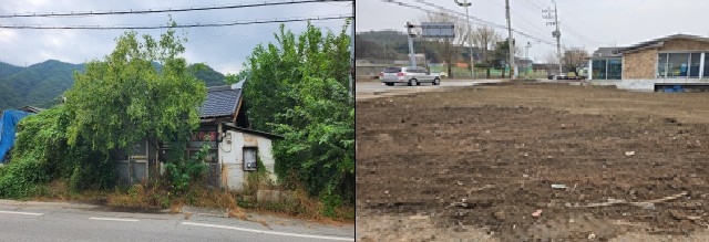 연천군 청산면 초성리 철거 전 후 모습. 사진 제공=경기도