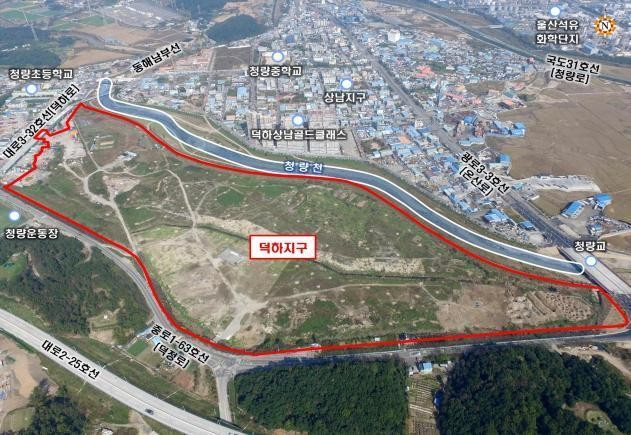 울산 울주군 덕하지구 토지구획정리사업 위치. 울산시