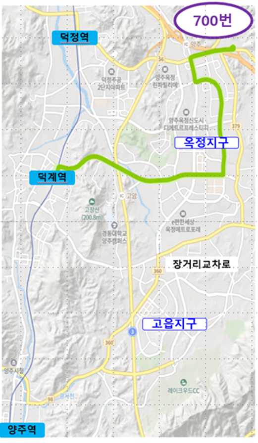 700번 버스 노선도. 사진 제공=양주시