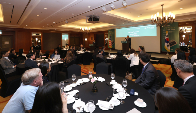 주한미국상공회의소(암참)는 10일 서울 강남구 삼성동 그랜드 인터컨티넨탈 서울 파르나스 호텔에서 '2025 블록체인 세미나'를 개최했다. 사진 제공=암참