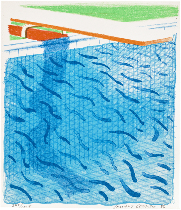 데이비드 호크니, Pool Made with Paper and Blue Ink for Book, from Paper Pools, 1980