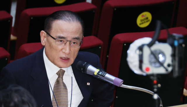위성락 국가안보실장이 12일 용산 대통령실에서 외교 현안 관련 기자간담회를 하고 있다. 연합뉴스