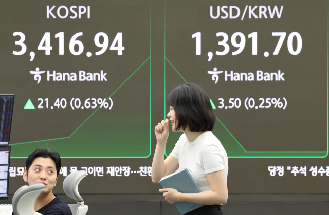 코스피, 3,400 돌파. 연합뉴스