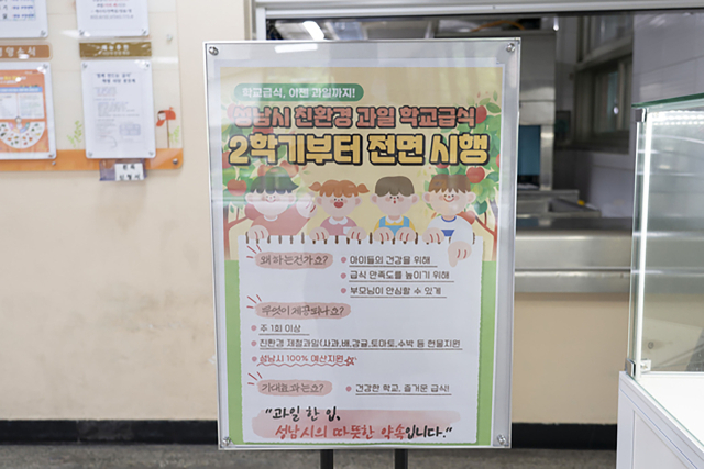친환경 과일 학교급식 지원사업. 사진 제공 = 성남시