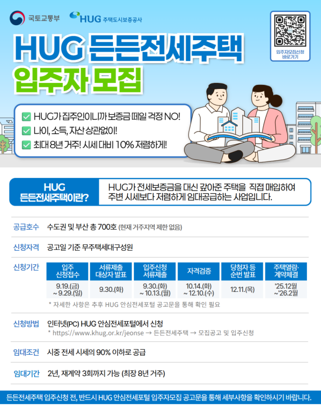 HUG 든든전세주택 입주자 모집 포스터. 사진 제공=국토교통부