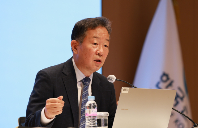 황건일 한국은행 금융통화위원이 23일 오전 한국은행 본부에서 개최된 기자 간담회에서 발언하고 있다. 사진 제공=한은