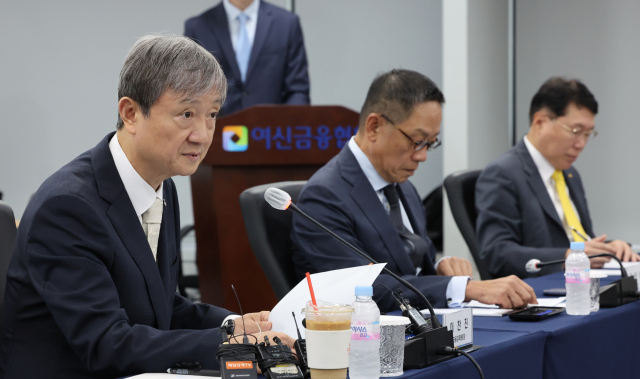 이찬진 금융감독원장이 16일 서울 중구 여신금융협회에서 열린 여신전문금융업권 CEO 간담회에서 발언하고 있다. 연합뉴스