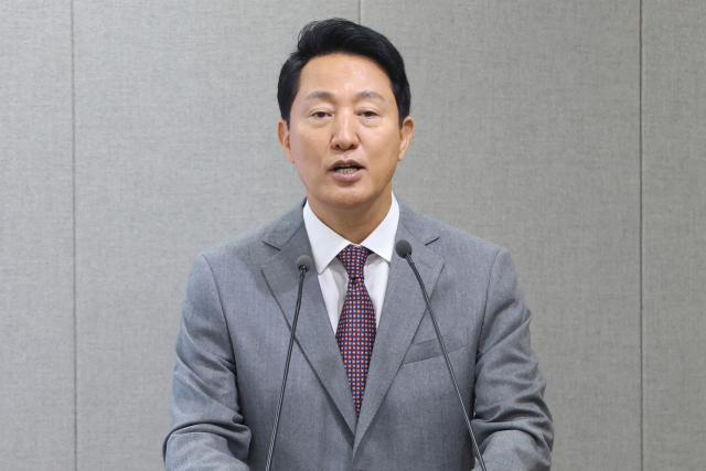 오세훈 서울시장이 29일 서울시청 브리핑룸에서 '신속통합기획(신통기획) 2.0' 추진 계획을 발표하고 있다. 연합뉴스