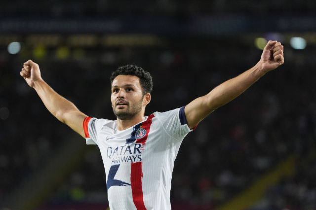 FC바르셀로나와의 UCL 경기에서 역전 골을 성공시킨 PSG 공격수 곤살로 하무스. EPA연합뉴스