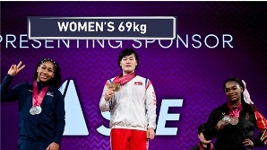 북한 역도 송국향, 여자 69㎏급서 세계 기록 세우며 세계선수권 우승