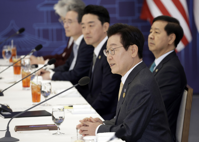 이재명 대통령이 29일 경북 경주박물관에서 열린 한미 정상회담에서 발언하고 있다. 연합뉴스