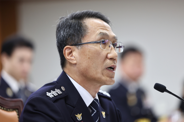 17일 서울 서대문구 경찰청에서 열린 국회 행정안전위원회 국정감사에서 유재성 경찰청장 직무대행이 질의에 답하고 있다. 연합뉴스