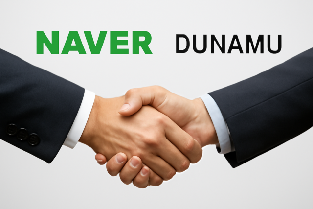 두나무와 네이버파이낸셜이 26일 공식 합병했다. 원화 스테이블코인 시장 진출이 본격화될 것으로 보인다. 이미지 제공=챗GPT