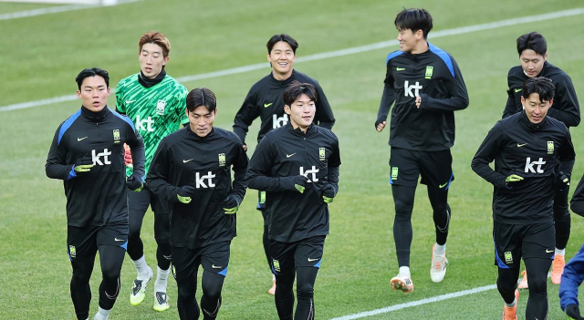 훈련하는 한국 축구대표팀 선수들. 연합뉴스
