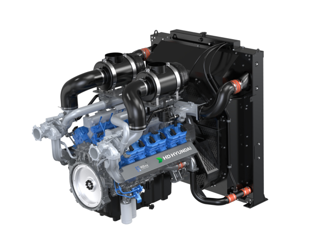 HD건설기계의 22리터급 발전용 대형 수소엔진 ‘HX22’. 사진 제공=HD현대사이트솔루션