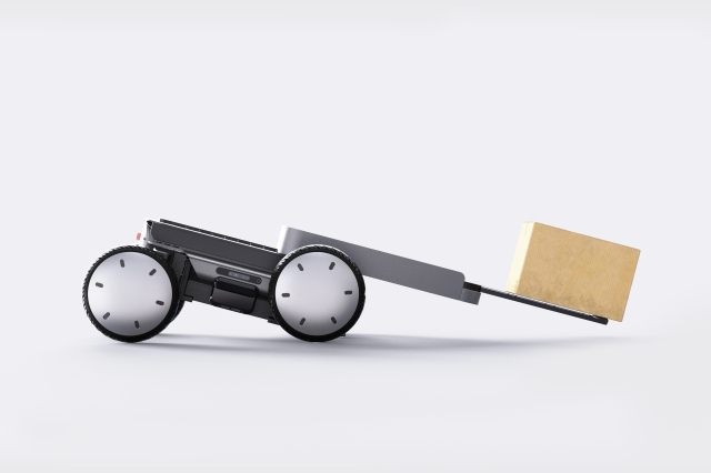 현대차·기아의 차세대 모빌리티 로봇 플랫폼 '모베드(MobED)'가 박스를 내리는 모습. 사진제공=현대차·기아