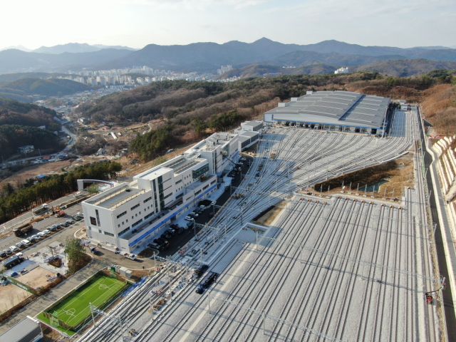 서울시 노원구 상계동 창동차량기지를 대신해 2026년 하반기부터 운영이 시작될 예정인 경기도 남양주시 진접차량기지 전경, 사진 제공=서울시
