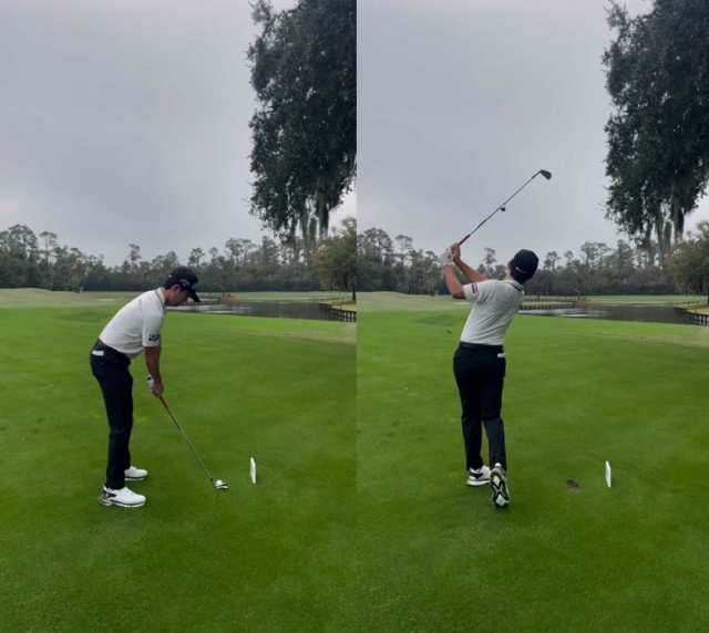 PGA 투어 Q스쿨 최종전을 앞두고 현지 적응 훈련 중인 옥태훈. 사진 제공=KPGA